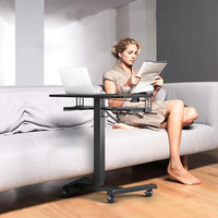 Station de travail à hauteur réglable pour ordinateur portable à domicile avec roulettes et plateau pour clavier