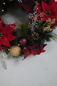 Décoration murale pour porte d'entrée, couronne artificielle en PVC, couronne de Noël artificielle de luxe avec fleurs - Product Image 5