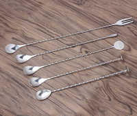 Haute qualité 30cm Bar cuillère à mélanger Cocktail cuillère bâton 12 pouces barre en acier inoxydable longue cuillère avec motif en spirale