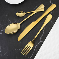 Service de Table en Acier Inoxydable 1010, 24 Pièces pour 4 Personnes, Luxe Moderne Doré, Coffret Cadeau en Bois, Cadeau d'Affaires, En Stock