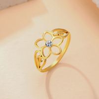 Bague en acier inoxydable Myshape avec fleur et zircon transparent, bagues pour femmes, alliance, bijoux bohèmes, cadeau d'anniversaire, vente en gros