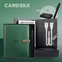 CARDSILK Carnet de notes personnalisé avec batterie externe et logo, format A5, journal intelligent à chargement sans fil pour cadeaux d'affaires 2025, avec câble USB et coffret cadeau