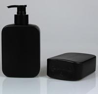 Bouteilles en plastique HDPE carrées noires personnalisées avec logo, 300 ml, pour nettoyant visage homme, savon pour le corps, lotion pour le corps, shampoing
