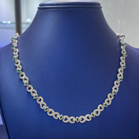 Chaîne cubaine Hip Hop Icy Moissanite 8mm œil de cheval vert, chaîne infinie personnalisée en argent sterling 925, style Bling Bling
