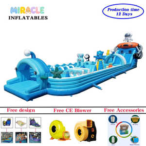 Château gonflable géant, toboggan gonflable mobile en PVC de 0,55 mm, parc d'attractions gonflable pour fête en plein air - Product Image 3
