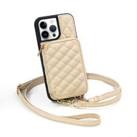 Casing ponsel kulit multifungsi, casing selempang ponsel produksi pabrik dengan dompet