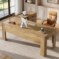 Bureaux ergonomiques en forme de L Tribesigns de 63 pouces, bureau debout, bureau réglable, bureau avec tiroirs et étagères
