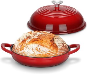 Olla Redonda para Hornear Pan de 5 a 6 Cuartos de Galón, Olla Holandesa de Hierro Fundido Esmaltado con Tapa de Domo para Hornear Pan de Masa Madre, Asar y Estofar - Product Image 1
