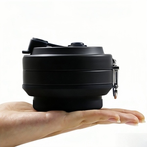 แก้วซิลิโคนพับได้ รูปทรงตามสั่ง ป้องกันการรั่วซึม ขนาด 350 มล., 16 ออนซ์, 500 มล. แก้วน้ำซิลิโคน แก้วกาแฟพับได้สำหรับเดินทาง - Product Image 2