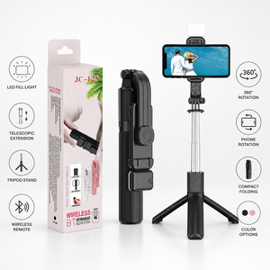 Trípode Selfie Stick Clásico JC-12S con Luz LED de Relleno, Mango de Acero Inoxidable de 985 mm - Product Image 3