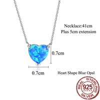 Collier pendentif en argent sterling 925 véritable, forme de cœur, pendentif en opale bleue pour femmes, cadeaux de Saint-Valentin, cadeaux d'anniversaire, bijoux