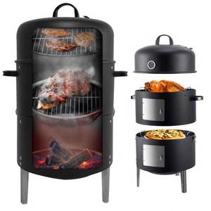 <span class=keywords><strong>Barbecue</strong></span> fumoir multifonctionnel à 3 niveaux, gril extérieur au charbon de bois, tour de fumage verticale, grils de <span class=keywords><strong>barbecue</strong></span> fumés en forme de baril - Product Image 1