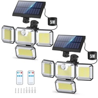2022 IP65 étanche à trois têtes LED applique murale solaire petite lampe de jardin avec capteur de mouvement extérieur transfrontalier Split Design