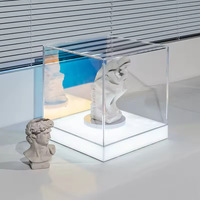 Présentoir rotatif carré en acrylique pour bijoux et chaussures, boîte transparente sur mesure, éclairée, de luxe léger, pour magasin spécialisé