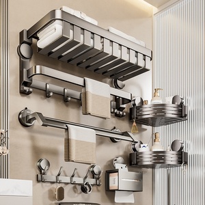 Portasciugamani a ventosa a livello singolo, senza foratura, da parete, <span class=keywords><strong>per</strong></span> <span class=keywords><strong>bagno</strong></span>, WC e doccia - Product Image 2