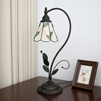 Lampe de table en verre teinté moderne de fabrication professionnelle, base en forme de feuille, lumière ambiante chaude, décoration de chevet de chambre à coucher
