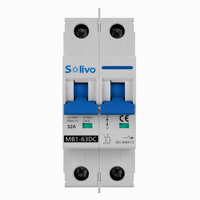 Disjoncteur solaire miniature DC Solivo MB1-63DC 1-63A DC1000V 6kA Protection contre les surcharges et les courts-circuits pour boîtier de combinaison PV MCB