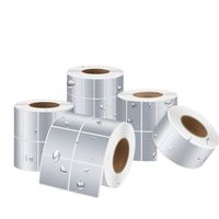 Rollo de Etiquetas Adhesivas Plateadas Mate de PET, Impresión Personalizada de Códigos de Barras, Diseño PDF/AI/PSD, Impresora de Etiquetas Adhesivas
