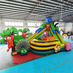 Parque Infantil Inflable con Temática de Animales de la Selva, Castillo Hinchable Comercial para Niños con Tobogán y Equipamiento de Juego - Product Image 1