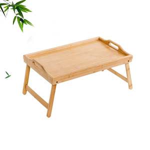 Bamboo Folding Tabletop Laptop Stand With Handles For Home Bedroom Use - Product Image 1
