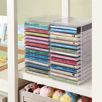 Organisateur de CD empilable en plastique transparent avec pieds en caoutchouc, support rectangulaire pour boîtes à bijoux, idéal pour salle de cinéma