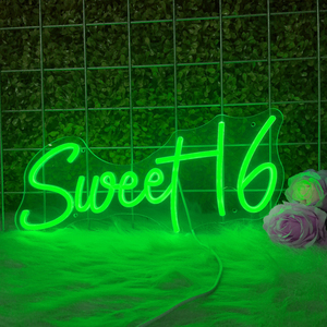 <b>Sweet</b> 16 Neon Sign Battery Powered with Dimmer Switch Acrylic Wall Hanging for Girls' Room Home Art 16th Birthday <b>Party</b> - Product Image 3