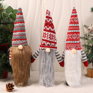 Housse de bouteille de vin de Noël faite à la main, gnome suédois tricoté en fausse fourrure, pour vin rouge et décoration de table de fête, cadeaux - Product Image 2