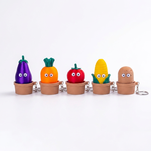 Divertido Llavero Fidget de Caja Sorpresa con Diseño de Amigos Vegetales, Juguete con Botón de Ojo Saltarín Impreso en 3D, Bonita Decoración de Escritorio con Forma de Vegetal, Regalo para Bolsa - Product Image 1