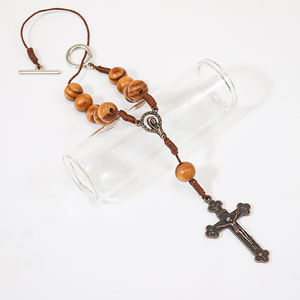 도매 종교 가톨릭 나무 구슬 로프 매듭 자동차 묵주 매달려 장식 성모 마리아 - Product Image 3