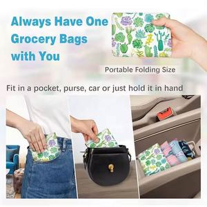 Sac à provisions en polyester RPET pliable et réutilisable à motif géométrique personnalisé écologique durable en gros - Product Image 6