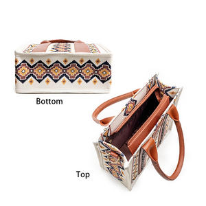 Sac fourre-tout pour femme personnalisé par le fabricant, avec fermeture éclair moyenne, style transfrontalier, portefeuille occidental OEM, sac à bandoulière bohème aztèque - Product Image 4