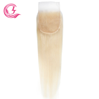 CLJhair Cabello Indio Liso Rubio 613 con Cierre de Encaje 5x5 HD, Cabello Virgen Directo de Fábrica para Venta al por Mayor de Extensiones de Cabello para Salones de Belleza