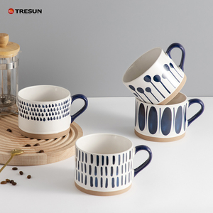 ไอเดียสินค้าใหม่แก้ว2025สไตล์นอร์ดิกแก้วกาแฟทรงตรงพอร์ซเลนแก้วชาสีฟ้าแดงแก้วเซรามิก - Product Image 1