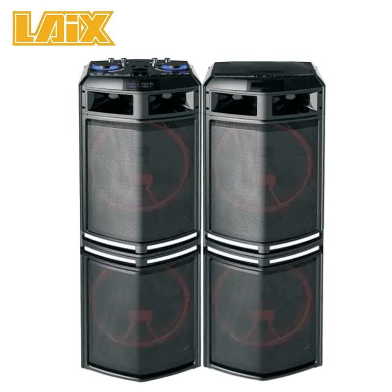 Laix DS-27 2.0 Double 12 Inch DVD Aktif Karaoke Kayu Tahap Subwoofer Speaker dengan Suara DJ Konsol