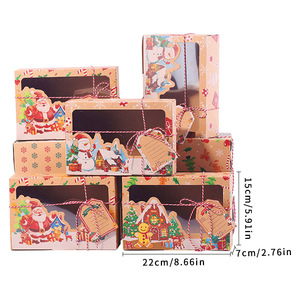 DAMAI Christmas European Style New Kraft Paper Cookie Box Square Christmas Gingerbread Candy Gift Color PVC Window Cookie Box - Product Image 5
