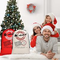 Grands sacs cadeaux de Noël en toile de coton avec cordon de serrage, réutilisables pour bonbons, chaussettes de Noël, cadeaux de fête, Pôle Nord, Bureau de Poste