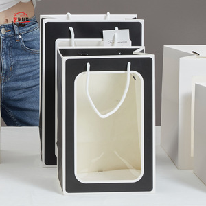 Bolsas de Regalo Portátiles con Ventana Transparente, de Papel, Reciclables, Personalizables, para Regalos Florales, Velas para Bodas y Fiestas - Product Image 4