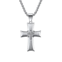 Nouveau Collier Croix de Couple en Acier Inoxydable Biseauté Style Européen et Américain, Chaîne Bambou, Bijoux de Mode, Vente en Gros