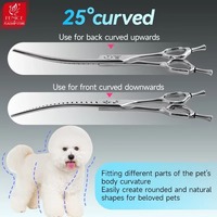 Ciseaux de toilettage pour chien Fenice JP440C en acier inoxydable de 7/7,5 pouces, droits et courbés, à dents larges pour poils épais