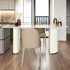 Bàn Ăn Nhà Hàng Sang Trọng Nhẹ Hiện Đại Bàn Ăn Gia Đình Lớn Và Nhỏ Gắn Tường Và Đĩa Đá Bàn Tròn - Product Image 4