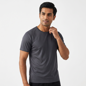 Camiseta Deportiva de Verano para Hombre con Diseño de Logotipo Personalizado OEM, Estilo Holgado, Malla Transpirable, Media Manga, Cuello en V, Talla Grande, Tejido de Seda Helada Informal - Product Image 1
