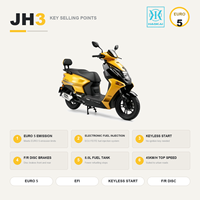 Scooter 50cc pour adultes, refroidissement par air, quatre temps, EFI Euro 5, vitesse maximale de 45 km/h, réservoir de carburant de 8 L, démarrage à clé, 2,1 kW, freins à disque