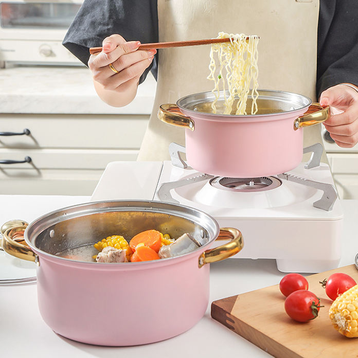Hot Selling 10pcs Modern Durable Pink Stainless Steel Cookware Sets Healthy Non-Stick Oven Safe Easy Clean Luxury Kitchenware · image 3