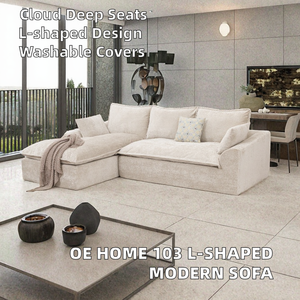 Canapé modulaire convertible de luxe en forme de L, ensemble de canapés sectionnels modernes avec assise profonde et dossier haut rembourré, pour salon haut de gamme - Product Image 2