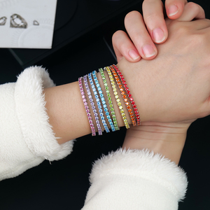 Rainbow Hand Chain 925 Sterling Silver Gra Certified 2-3mm Iced Out Round Brilliant Cut Vvs Moissante Jewelry Fashion <b>Bracelet</b> - Product Image 3