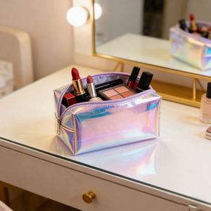 Holographic Laser Clear PVC Jelly Pillow Cosmetic <b>Bag</b> <b>Transparent</b> <b>Makeup</b> Storage Pouch - Product Image 1