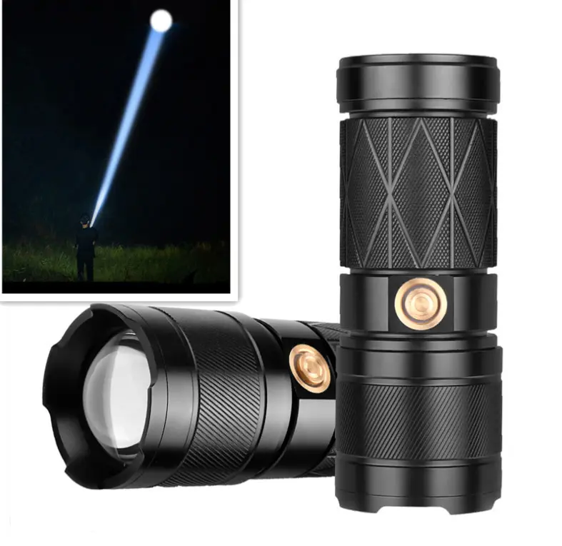 1500 Meter Powerful White 6600mah Zoomable Type-c 30w +6 Led Torch Hard Light 5 Modes For Hunting Fishing Tactical Flashlight