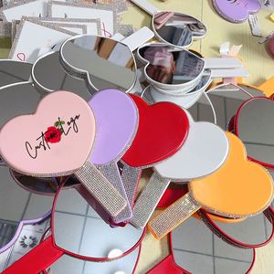 OEM Logo Mini Pocket Heart-Shaped Lighted Makeup Tool Personalized Rhinestones Wholesale Low Price Cosmetic Mirrors - Product Image 1
