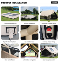 Tente gonflable Khaki à gonflage rapide avec auvent amovible, anneaux en D métalliques, imperméable, quatre saisons, pour l'extérieur