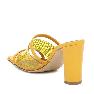 Sandali con <span class=keywords><strong>Tacco</strong></span> Alto da Donna in PVC Trasparente <span class=keywords><strong>Giallo</strong></span>, Punta Quadrata, <span class=keywords><strong>Tacco</strong></span> Grosso, per Feste - Product Image 3